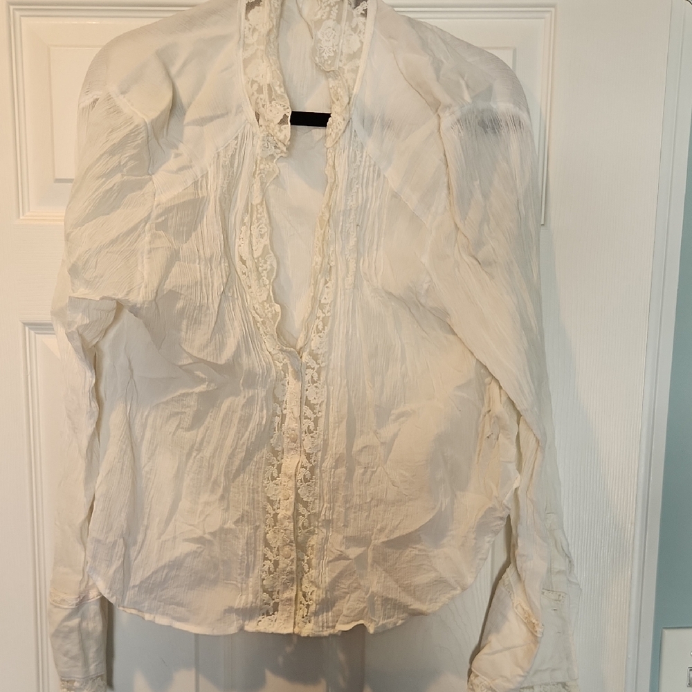 Free People Cream Lace Blouse